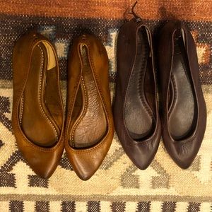 NWOT Frye leather flats, 2 pairs in different colors